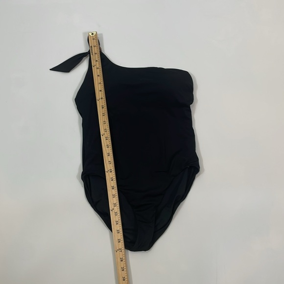 Seafolly One Shoulder One-piece Swimsuit Black Maillot Size 12 EUC - Picture 6 of 15